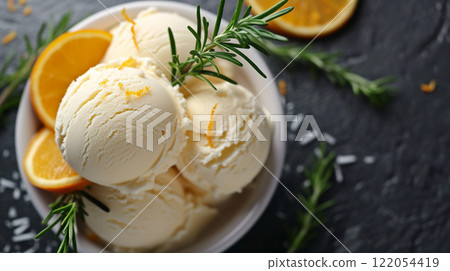 Orange Rosemary Ice Cream Orange Rosemary Ice Cream 122054419