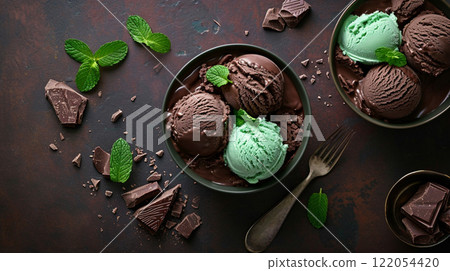 Chocolate mint ice-cream Chocolate mint ice-cream 122054420