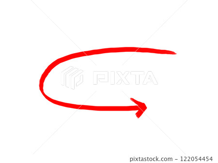 A simple hand-drawn red arrow 122054454