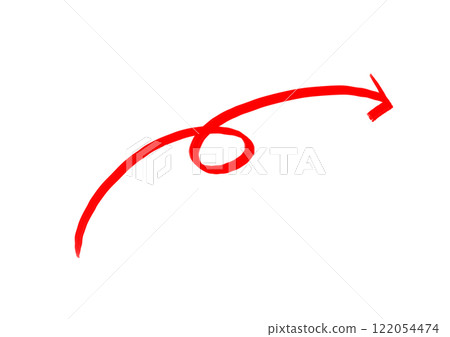 A simple hand-drawn red arrow 122054474