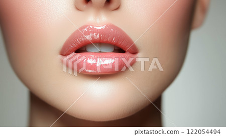 Glossy pink lips. Fashion, beauty concept 122054494