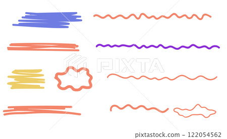 Zig zag frame border squiggle wavy set, underline brush stroke curved edges hand drawn empty tet box. Speech bubble badge jagged abstract shape. Zig zag frame border squiggle wavy set, underline brush stroke curved edges hand drawn empty tet box. Speech bubble badge jagged abstract shape. 122054562