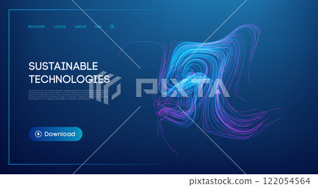 Colorful abstract flowing lines representing sustainable technologies Colorful abstract flowing lines representing sustainable technologies 122054564