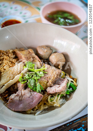 closeup stew beef noodle in thai style closeup stew beef noodle in thai style 122054887