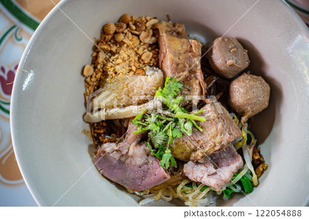 closeup stew beef noodle in thai style closeup stew beef noodle in thai style 122054888