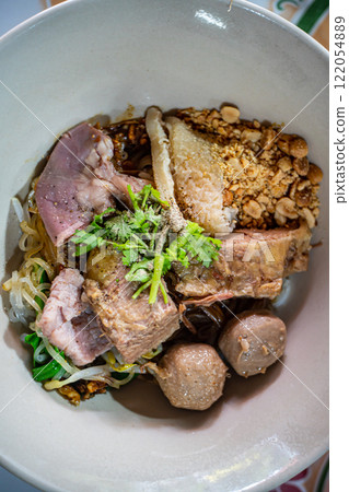 closeup stew beef noodle in thai style closeup stew beef noodle in thai style 122054889