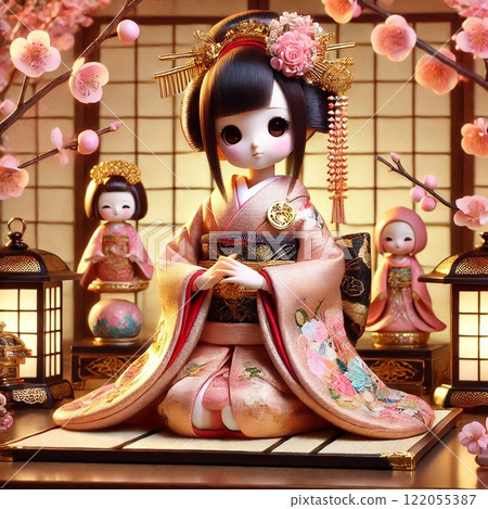 A doll dressed in a gorgeous kimono A doll dressed in a gorgeous kimono 122055387