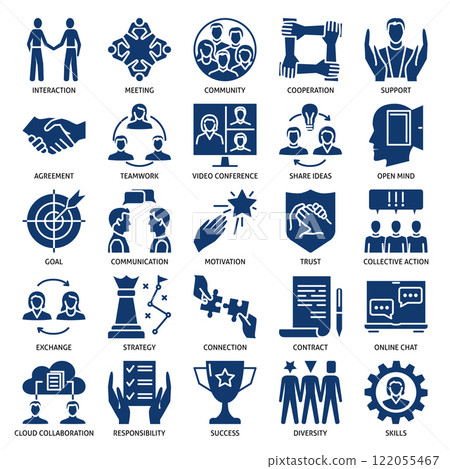 Partnership and cooperation icon set 122055467