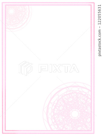 A hand-drawn frame in a cherry blossom-inspired color scheme and a circular lace background frame A hand-drawn frame in a cherry blossom-inspired color scheme and a circular lace background frame 122055631