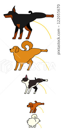 Peeing dogs (color) Pomeranian / Toy Poodle / Boston Terrier / Golden Retriever / Doberman 122055670