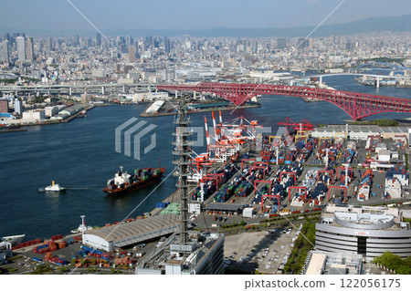 Container yard at Osaka Port as seen from the observation deck of the Osaka Prefectural Government Office 122056175