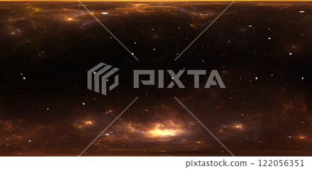 360 degree stellar system and gas nebula. Panorama, environment 360 HDRI map. Equirectangular projection, spherical panorama. Virtual reality background. 122056351
