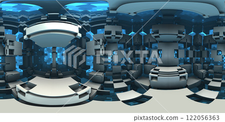 360 degree labyrinth, abstract maze background, equirectangular projection, environment map 122056363