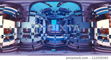 360 degree labyrinth, alien structure, equirectangular projection, environment map. HDRI spherical panorama 122056365