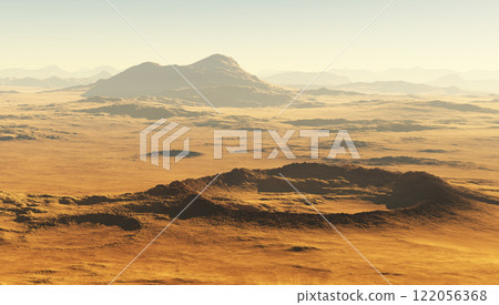 Detailed view of the Martian landscape. Mars dust storm. 122056368