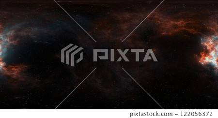 360 degree giant nebula after a supernova explosion, equirectangular projection, environment map. HDRI spherical panorama. 122056372