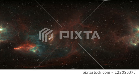 360 degree giant nebula after a supernova explosion, equirectangular projection, environment map. HDRI spherical panorama. 122056373