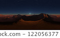360 degree panorama of Mars sunset, environment HDRI map. Equirectangular projection, spherical panorama. Martian landscape, 3d rendering 122056377