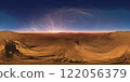 360 degree night alien desert landscape. Equirectangular projection, environment map, HDRI spherical panorama. 122056379