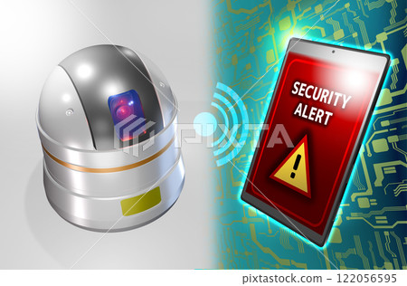 Crime prevention image (security camera/smartphone link) 3DCG Crime prevention image (security camera/smartphone link) 3DCG 122056595