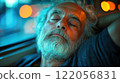 Exhausted bus passenger napping. High quality illustration 122056831
