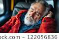 Exhausted bus passenger napping. High quality illustration 122056836