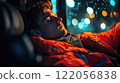 Exhausted bus passenger napping. High quality illustration 122056838
