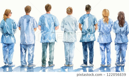 Doctors NHS strike watercolor style. High quality illustration 122056839