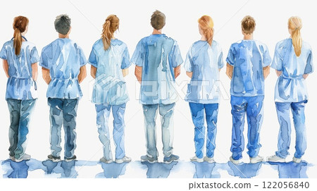 Doctors NHS strike watercolor style. High quality illustration 122056840