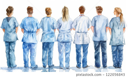 Doctors NHS strike watercolor style. High quality illustration 122056843