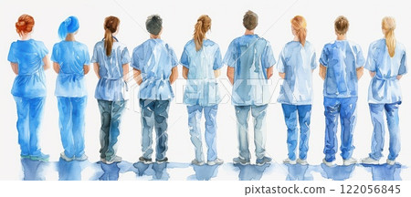 Doctors NHS strike watercolor style. High quality illustration 122056845