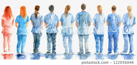 Doctors NHS strike watercolor style. High quality illustration 122056846