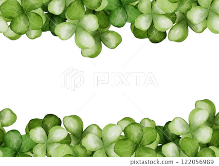 Watercolor green clover seamless border. 122056989