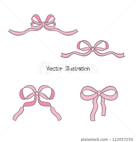 Whimsical Hand-Drawn Bows, Valentine's Day Vector Illustration 122057259