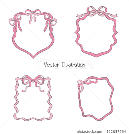 Whimsical Hand-Drawn Bows, Valentine's Day Vector Illustration 122057264