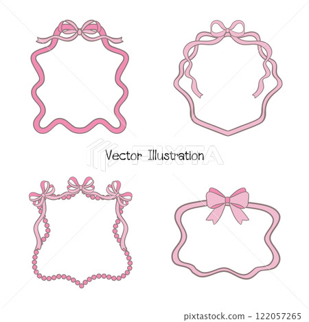 Whimsical Hand-Drawn Bows, Valentine's Day Vector Illustration 122057265