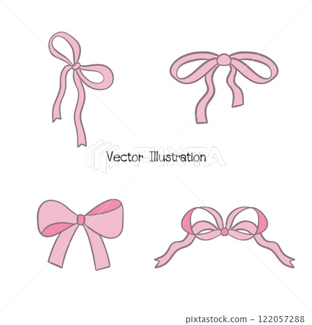 Whimsical Hand-Drawn Bows, Valentine's Day Vector Illustration Whimsical Hand-Drawn Bows, Valentine's Day Vector Illustration 122057288