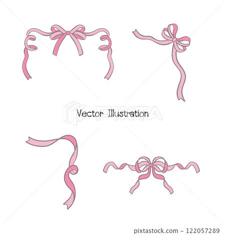 Whimsical Hand-Drawn Bows, Valentine's Day Vector Illustration 122057289