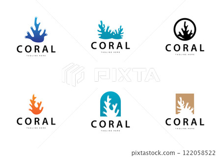 coral logo underwater seaweed plant simple template design marine decoration 122058522