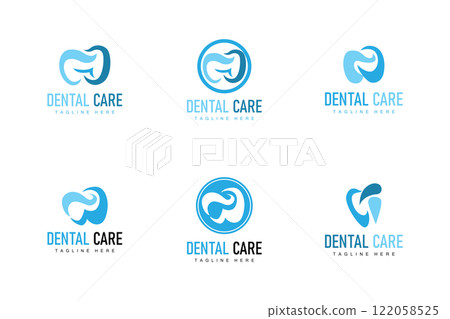 Dental health logo design caring for teeth illustrator template 122058525