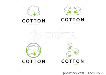 cotton logo design flower soft cotton organic plant textile material clothing illustration template 122058536