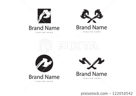 Woodcutter tool axe logo carpentry simple design silhouette illustration template collection bundle set Woodcutter tool axe logo carpentry simple design silhouette illustration template collection bundle set 122058542