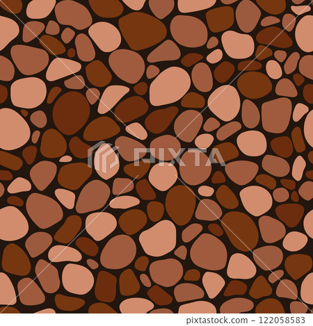 Cobblestone mosaic seamless pattern, brown stone texture. Vector abstract repeat background Cobblestone mosaic seamless pattern, brown stone texture. Vector abstract repeat background 122058583