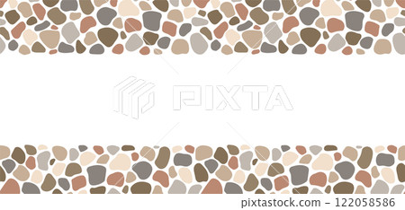 Cobblestone seamless border, stone texture. Vector abstract repeat rock frame Cobblestone seamless border, stone texture. Vector abstract repeat rock frame 122058586
