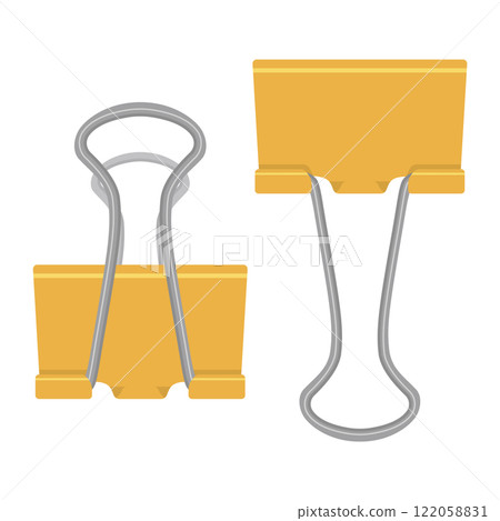 Yellow double paperclip illustration set 122058831