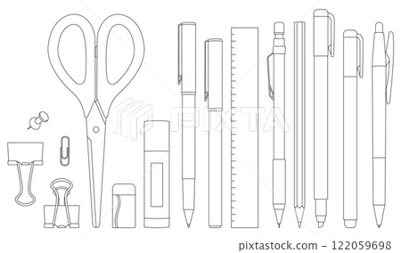Stationery illustration set, line drawing 122059698