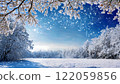 Snow-covered Alps and blue skies 122059856