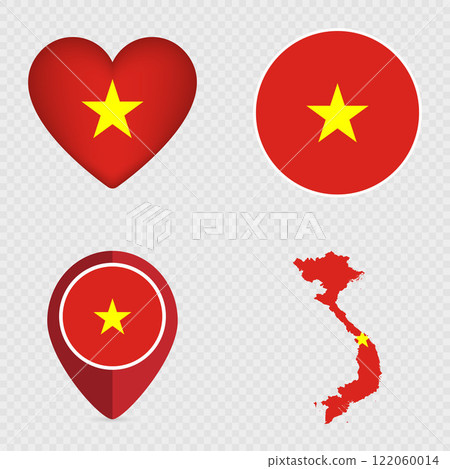 Vietnam Flag Icons Pack. Vector illustration. Vietnam Flag Icons Pack. Vector illustration. 122060014