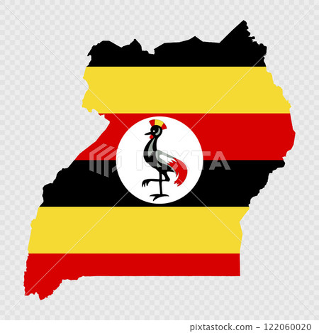 Uganda map silhouette with flag. Uganda map silhouette with flag. 122060020