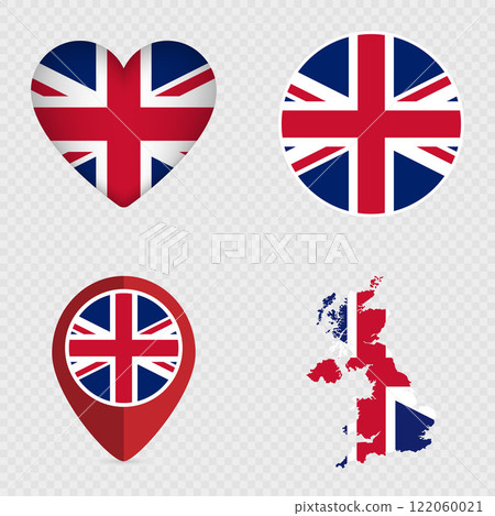 UK Flag Icons Pack. Vector illustration. UK Flag Icons Pack. Vector illustration. 122060021